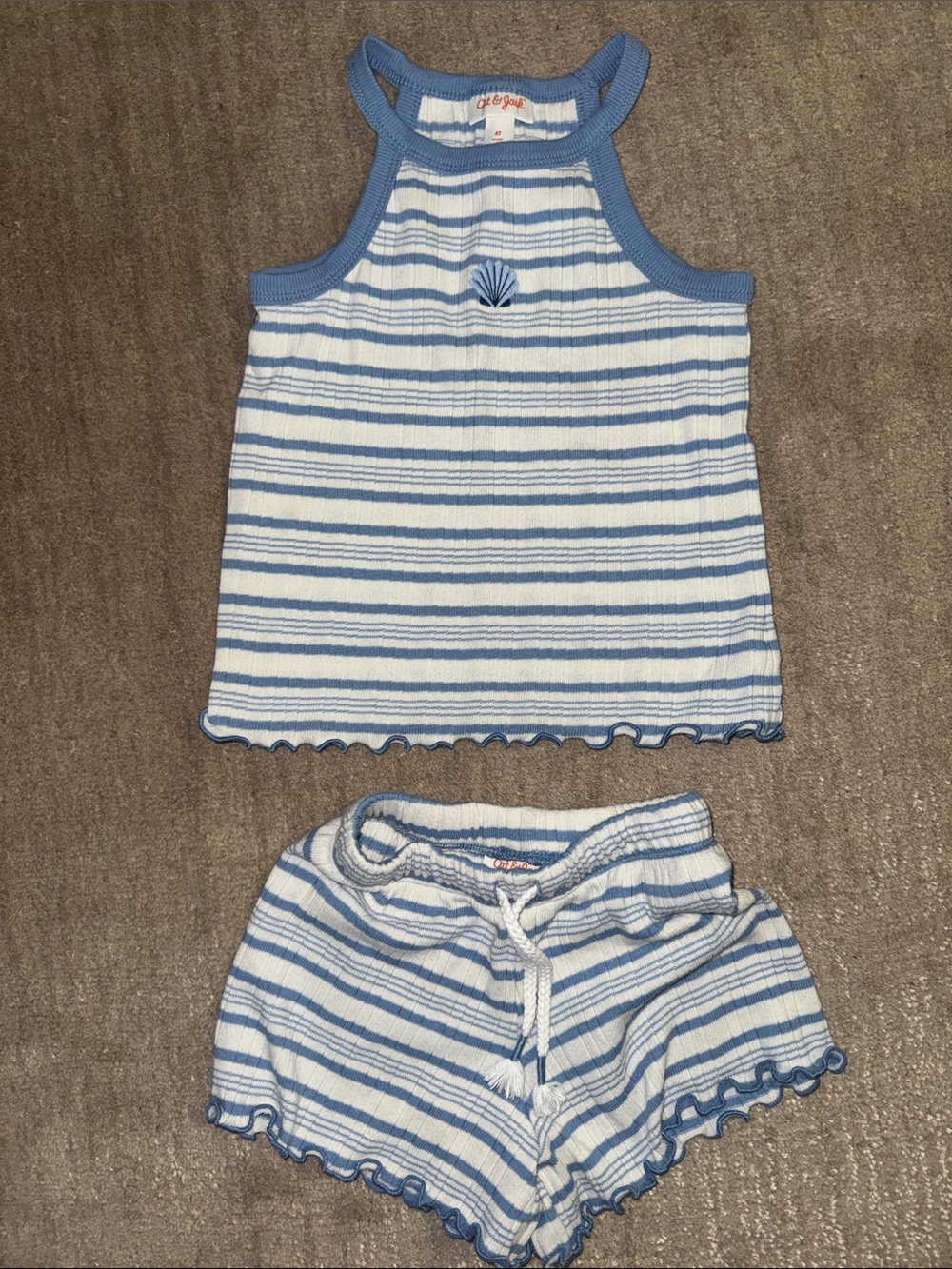 4T set shell ribbed Striped